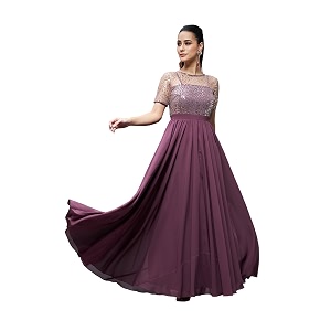 miss chase women39s round neck sleeve embellished fit flare maxi dress