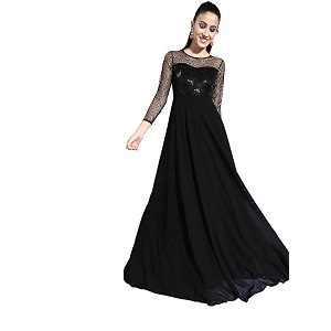 miss chase women39s round neck sleeve embellished fit flare maxi dress