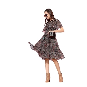 miss chase women39s round neck sleeveless polyester ruffled knee- length dress