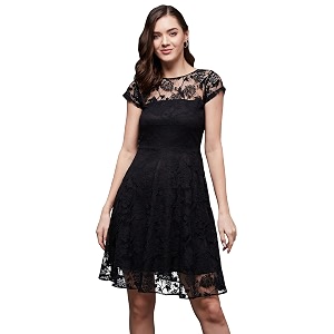 miss chase women39s round neck sleeveless polyester ruffled knee- length dress