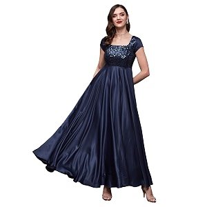 miss chase women39s round neck sleeve embellished fit flare maxi dress