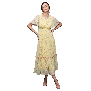 miss chase women39s round neck sleeveless polyester ruffled knee- length dress