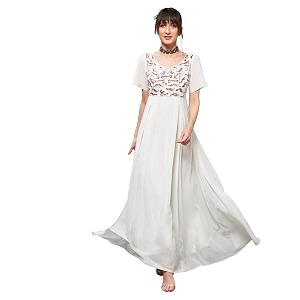 miss chase women39s round neck sleeve embellished fit flare maxi dress