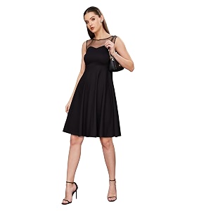 miss chase women39s round neck sleeveless polyester ruffled knee- length dress