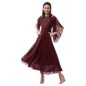 miss chase women39s round neck sleeve embellished fit flare maxi dress