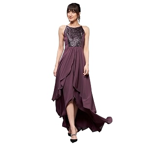 miss chase women39s round neck sleeve embellished fit flare maxi dress