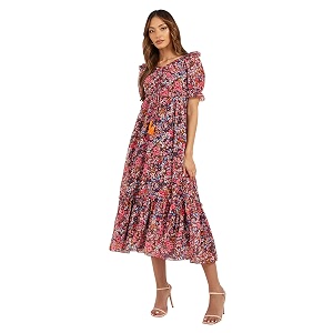 miss chase women39s round neck cap sleeves lace knee -long skater dress