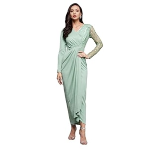 miss chase women39s round neck sleeve embellished fit flare maxi dress