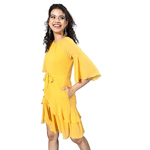 Miss Chase Womens Round Neck Ruffled Sleeve