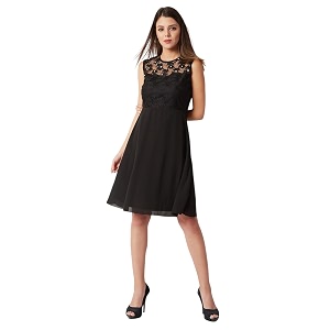 miss chase women39s round neck sleeveless polyester ruffled knee- length dress