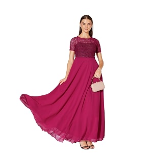 miss chase women39s round neck cap sleeves lace knee -long skater dress