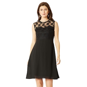 miss chase women39s round neck sleeveless polyester ruffled knee- length dress