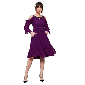 miss chase women39s round neck sleeveless polyester ruffled knee- length dress