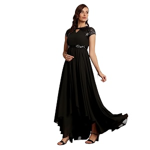 miss chase women39s round neck sleeve embellished fit flare maxi dress