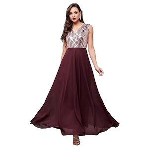 miss chase women39s round neck sleeve embellished fit flare maxi dress