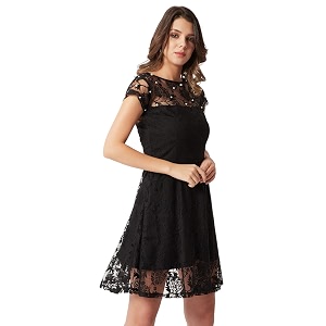 miss chase women39s round neck sleeveless polyester ruffled knee- length dress