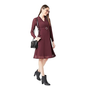miss chase women39s round neck sleeveless polyester ruffled knee- length dress