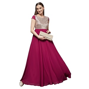 miss chase women39s round neck sleeve embellished fit flare maxi dress