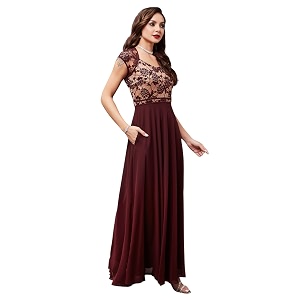miss chase women39s round neck cap sleeves lace knee -long skater dress
