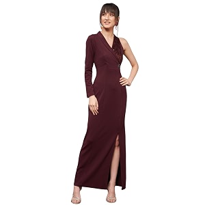 miss chase women39s round neck sleeve embellished fit flare maxi dress