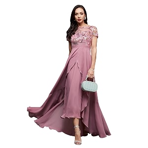 miss chase women39s round neck sleeve embellished fit flare maxi dress