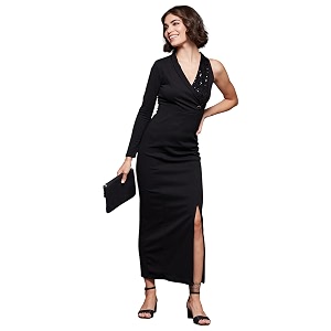 miss chase women39s round neck sleeve embellished fit flare maxi dress
