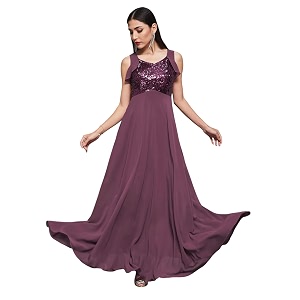 miss chase women39s round neck sleeve embellished fit flare maxi dress