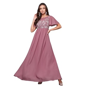 miss chase women39s round neck sleeve embellished fit flare maxi dress