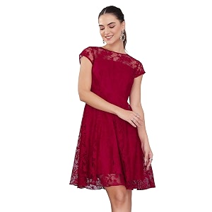 miss chase women39s round neck sleeveless polyester ruffled knee- length dress