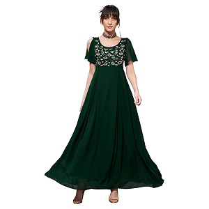 miss chase women39s round neck sleeve embellished fit flare maxi dress
