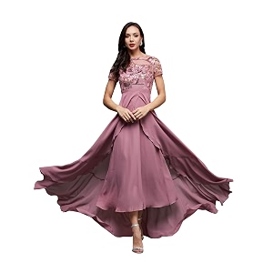 miss chase women39s round neck sleeve embellished fit flare maxi dress