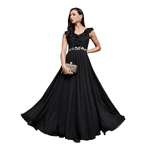miss chase women39s round neck sleeve embellished fit flare maxi dress