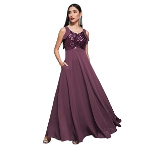 miss chase women39s round neck sleeve embellished fit flare maxi dress