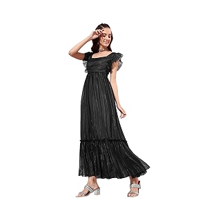 miss chase women39s round neck sleeve embellished fit flare maxi dress