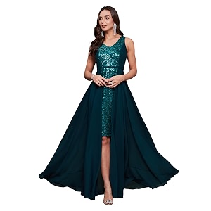 miss chase women39s round neck sleeve embellished fit flare maxi dress