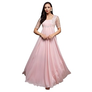 miss chase women39s round neck sleeve embellished fit flare maxi dress