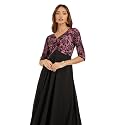 Miss Chase Women's Round Neck Cap Sleeves Lace Knee -Long Skater Dress