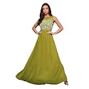 Miss Chase Women's Round Neck Sleeve Embellished Fit Flare Maxi Dress