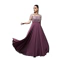 Miss Chase Women's Round Neck Sleeve Embellished Fit Flare Maxi Dress