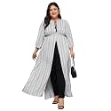Miss Chase A+ Women's Round Neck 3/4 Sleeve Tie-Up Tassel Detailing Front Slit Maxi Top