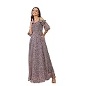 Miss Chase Women's Round Neck Cap Sleeves Lace Knee -Long Skater Dress