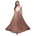 Miss Chase Women's Round Neck Sleeve Embellished Fit Flare Maxi Dress