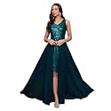 Miss Chase Women's Round Neck Sleeve Embellished Fit Flare Maxi Dress