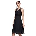 Miss Chase Women's Round Neck Sleeveless Polyester Ruffled Knee- Length Dress