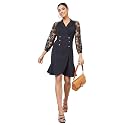 Miss Chase Women's Round Neck Sleeveless Polyester Ruffled Knee- Length Dress