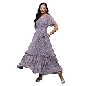 Miss Chase Women's Round Neck Sleeveless Polyester Ruffled Knee- Length Dress
