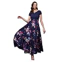 Miss Chase Women's Round Neck Cap Sleeves Lace Knee -Long Skater Dress