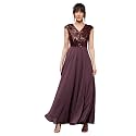 Miss Chase Women's Round Neck Sleeve Embellished Fit Flare Maxi Dress