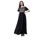 Miss Chase Women's Round Neck Sleeve Embellished Fit Flare Maxi Dress