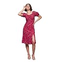 Miss Chase Women's Round Neck Sleeveless Polyester Ruffled Knee- Length Dress